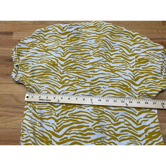 Anthropologie Maeve Women's XS Yellow Shirt Viscose Zebra Print Utility Coastal - Picture 10 of 10
